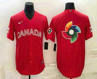 Men%27s Canada Baseball 2023 Red World Big Logo With Patch Classic Stitched Jerseys